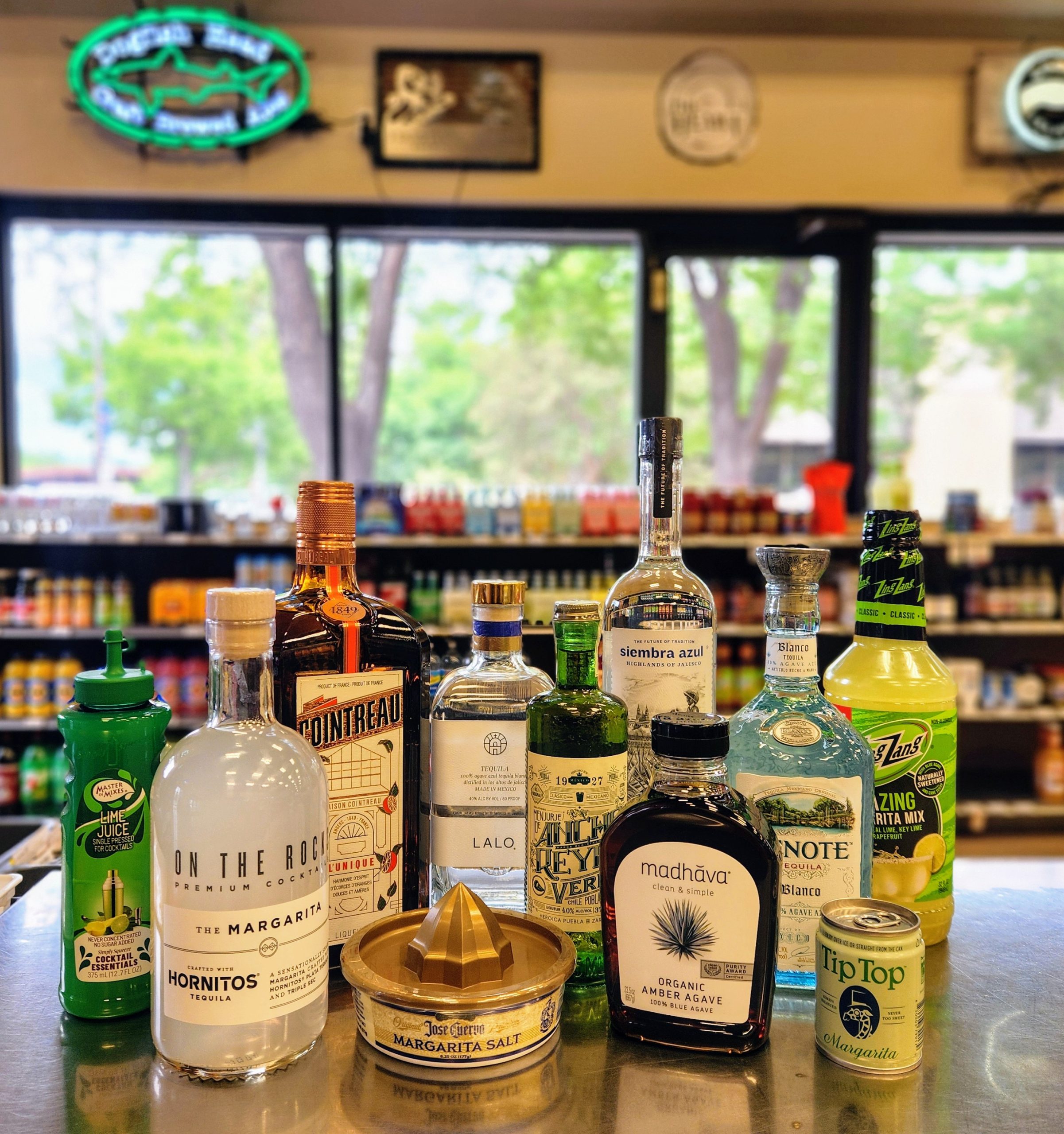 Ingredients for a Margarita cocktail at Mulberry MAX liquor store in Fort Collins